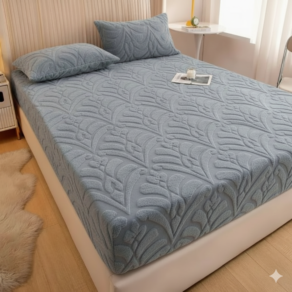 غطاء سرير ناعم ووسادتين فاخرتين