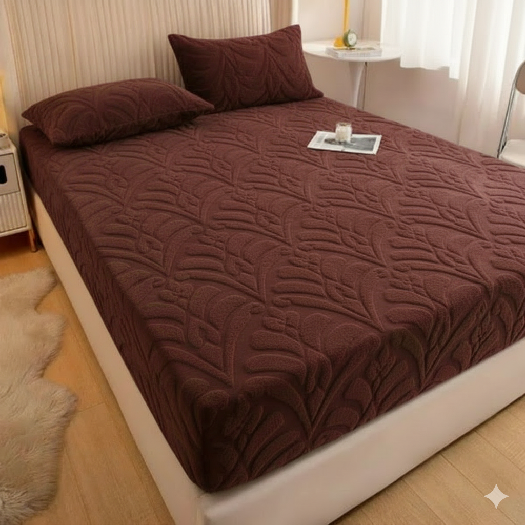 غطاء سرير ناعم ووسادتين فاخرتين