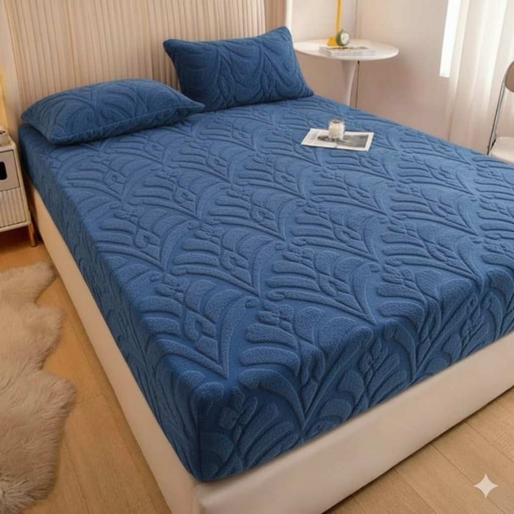 غطاء سرير ناعم ووسادتين فاخرتين