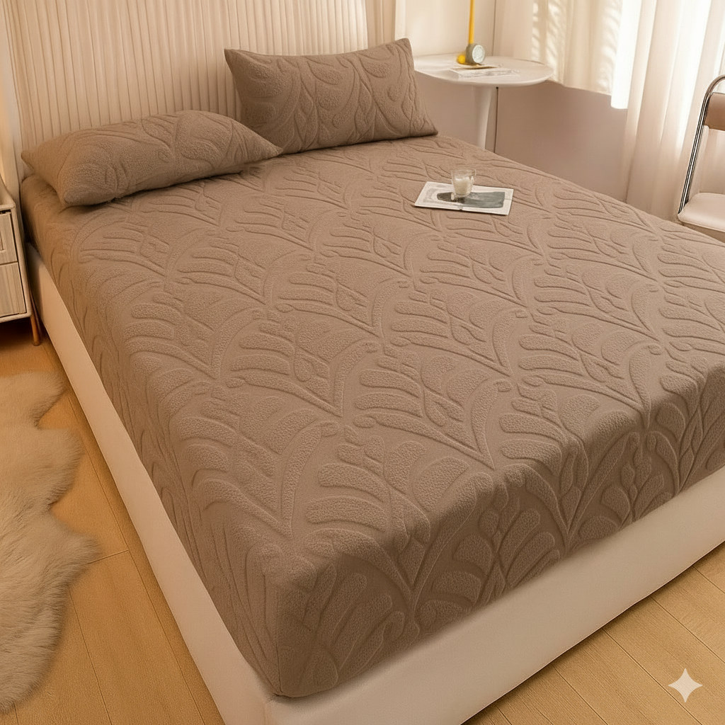 غطاء سرير ناعم ووسادتين فاخرتين